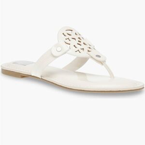 DV by Dolce Vita Gotie Laser Cut Sandal Women’s Size 7.5. Ivory patent finish.